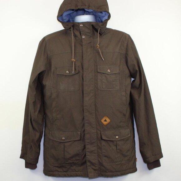 Burton Snowboard Sherpa Lining Brown Canvas Long Coat (M) - Picture 1 of 14